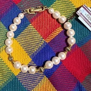 Vintage Marvella Gold And Pearl Bracelet